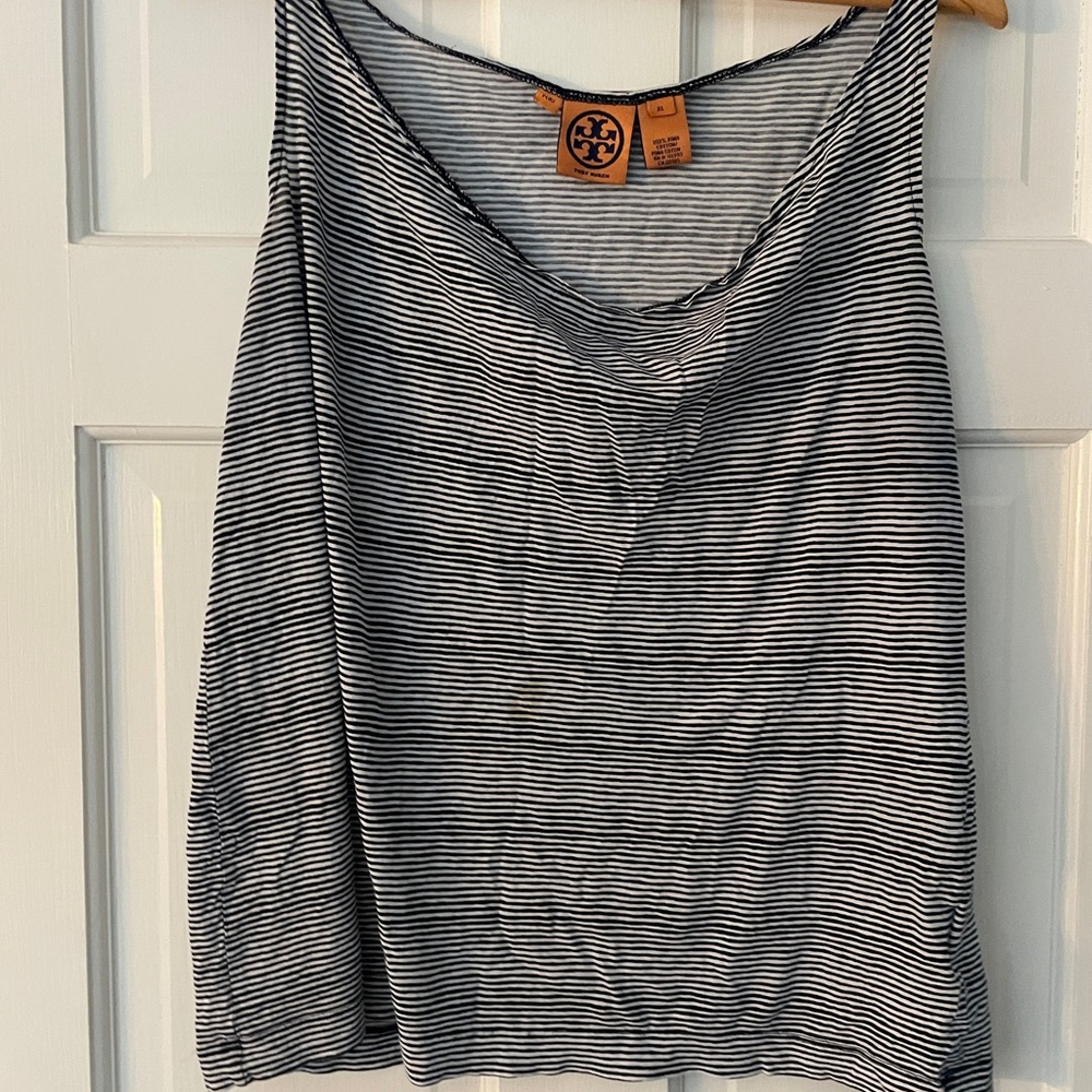 tory burch navy stripped cowl neck tank top xl